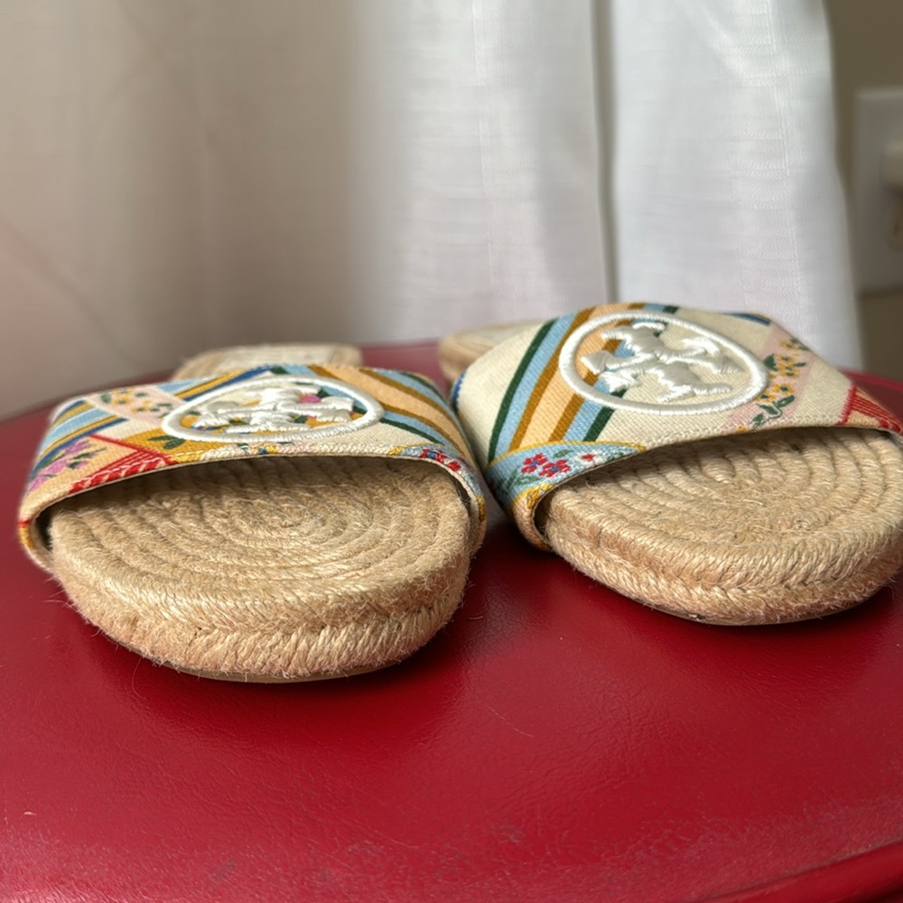 Tory Burch Benton Open Toe Espadrille Slide as 5.5 - Picture 2 of 7